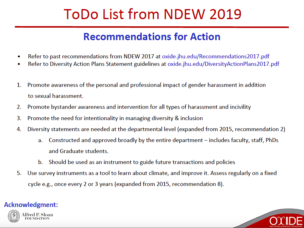NDEW 2019 Recommendations for chairs